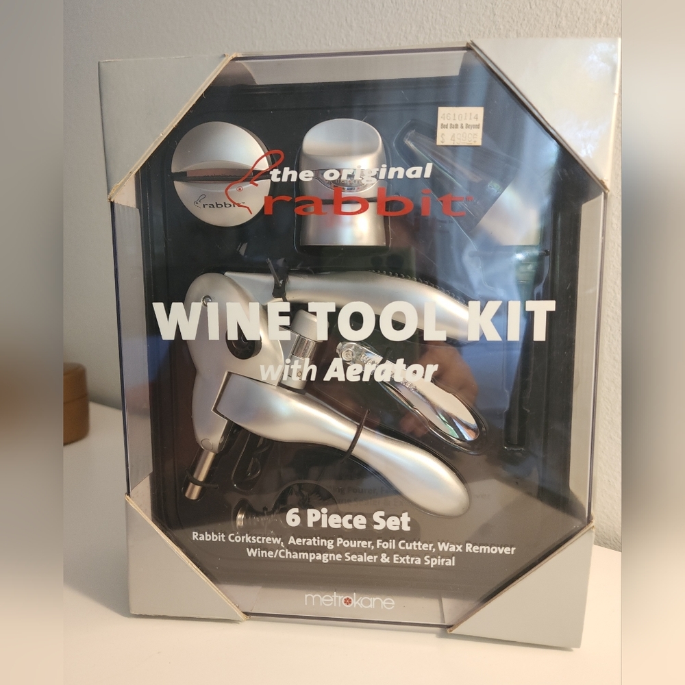 Metrokane The Original Rabbit Wine Tool Kit With Aerator, 6-Pc Tool Set. NEW